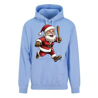 Christmas Santa Claus Playing Baseball Batter Xmas Gift Unisex Surf Hoodie