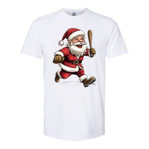 Christmas Santa Claus Playing Baseball Batter Xmas Gift Softstyle CVC T-Shirt