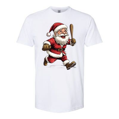 Christmas Santa Claus Playing Baseball Batter Xmas Gift Softstyle CVC T-Shirt