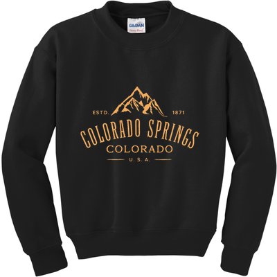 Colorado Springs Colorado Awesome Mountain Design Souvenir Kids Sweatshirt