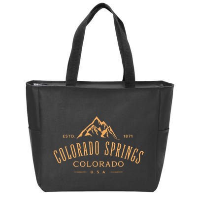 Colorado Springs Colorado Awesome Mountain Design Souvenir Zip Tote Bag