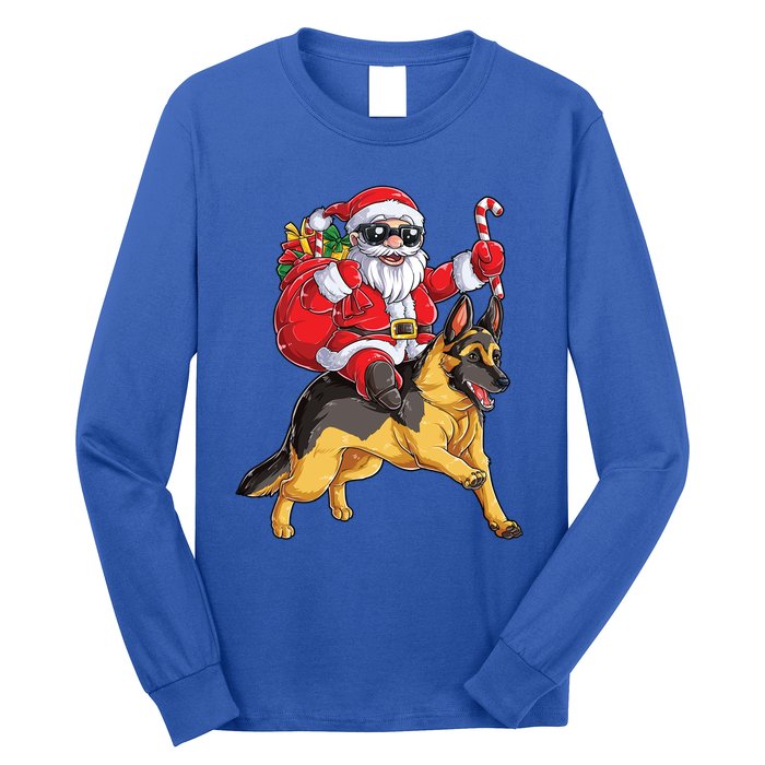 Christmas Santa Claus Riding Ger Shepherd Xmas Dog Meaningful Gift Long Sleeve Shirt