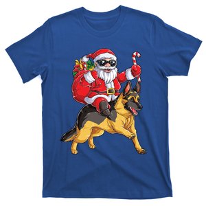 Christmas Santa Claus Riding Ger Shepherd Xmas Dog Meaningful Gift T-Shirt