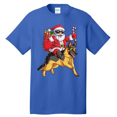 Christmas Santa Claus Riding Ger Shepherd Xmas Dog Meaningful Gift Tall T-Shirt