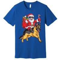 Christmas Santa Claus Riding Ger Shepherd Xmas Dog Meaningful Gift Premium T-Shirt