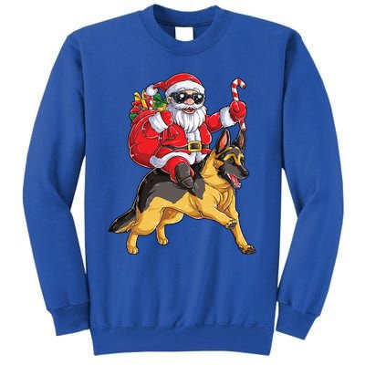 Christmas Santa Claus Riding Ger Shepherd Xmas Dog Meaningful Gift Tall Sweatshirt