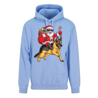 Christmas Santa Claus Riding Ger Shepherd Xmas Dog Meaningful Gift Unisex Surf Hoodie