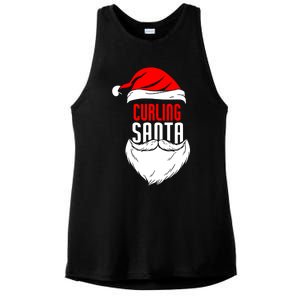 Curling Santa Claus Christmas Holiday Curling Gift Ladies PosiCharge Tri-Blend Wicking Tank