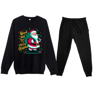 Christmas Snowflake Cannabis Marijuana Weed Leaf 420 Funny Gift Premium Crewneck Sweatsuit Set