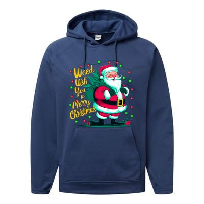 Christmas Snowflake Cannabis Marijuana Weed Leaf 420 Funny Gift Performance Fleece Hoodie