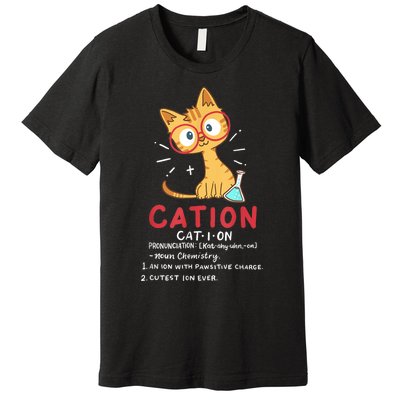 Cation Science Cat Funny Chemistry Chemist Science Teacher Premium T-Shirt