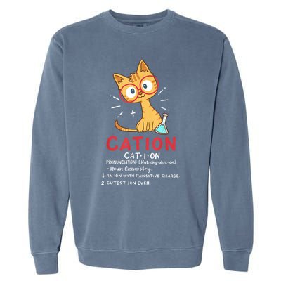 Cation Science Cat Funny Chemistry Chemist Science Teacher Garment-Dyed Sweatshirt