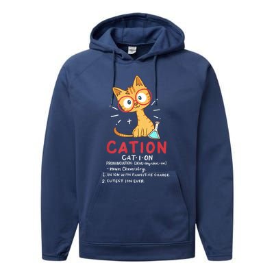 Cation Science Cat Funny Chemistry Chemist Science Teacher Performance Fleece Hoodie