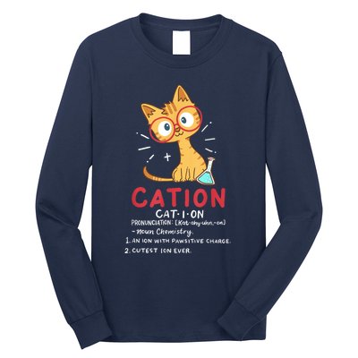 Cation Science Cat Funny Chemistry Chemist Science Teacher Long Sleeve Shirt