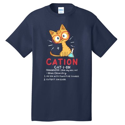 Cation Science Cat Funny Chemistry Chemist Science Teacher Tall T-Shirt