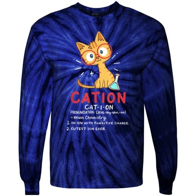 Cation Science Cat Funny Chemistry Chemist Science Teacher Tie-Dye Long Sleeve Shirt