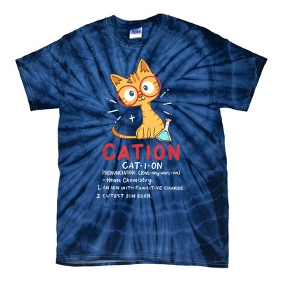 Cation Science Cat Funny Chemistry Chemist Science Teacher Tie-Dye T-Shirt