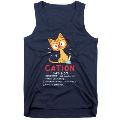 Cation Science Cat Funny Chemistry Chemist Science Teacher Tank Top