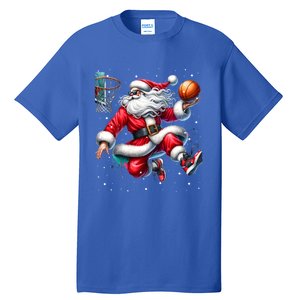 Christmas Santa Claus Basketball Funny Xmas Gift Tall T-Shirt