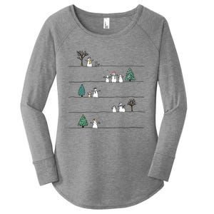 Christmas Snowman Women's Perfect Tri Tunic Long Sleeve Shirt