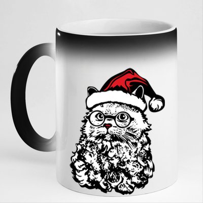 Cat Santa Claus Hat Christmas 11oz Black Color Changing Mug