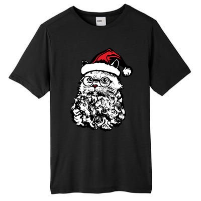 Cat Santa Claus Hat Christmas Tall Fusion ChromaSoft Performance T-Shirt