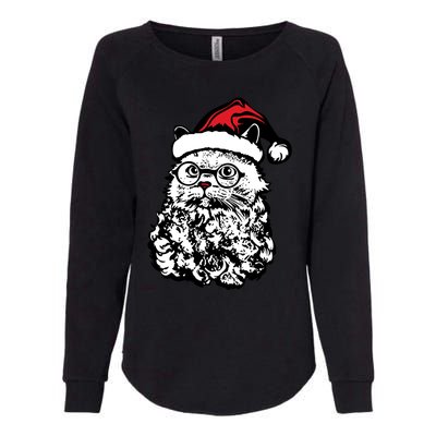 Cat Santa Claus Hat Christmas Womens California Wash Sweatshirt