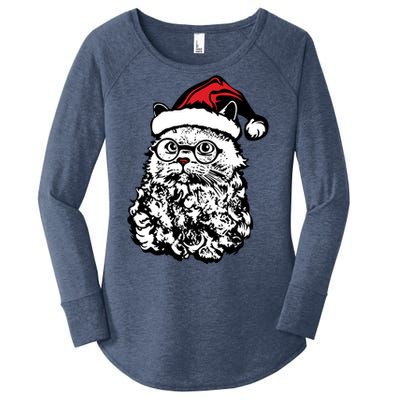 Cat Santa Claus Hat Christmas Women's Perfect Tri Tunic Long Sleeve Shirt