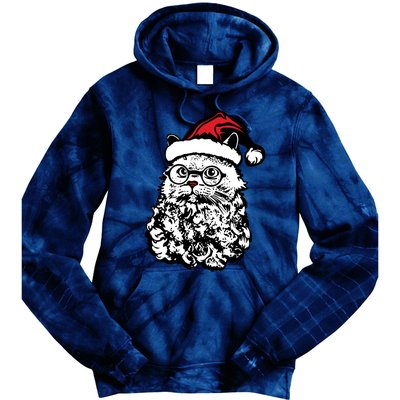 Cat Santa Claus Hat Christmas Tie Dye Hoodie