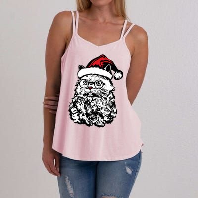 Cat Santa Claus Hat Christmas Women's Strappy Tank