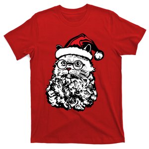 Cat Santa Claus Hat Christmas T-Shirt