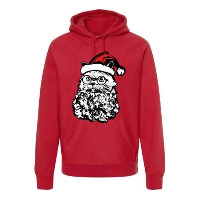 Cat Santa Claus Hat Christmas Premium Hoodie