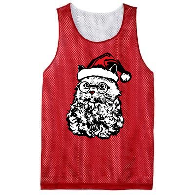 Cat Santa Claus Hat Christmas Mesh Reversible Basketball Jersey Tank