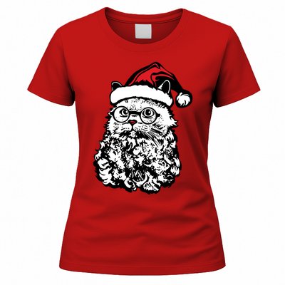 Cat Santa Claus Hat Christmas Women's T-Shirt