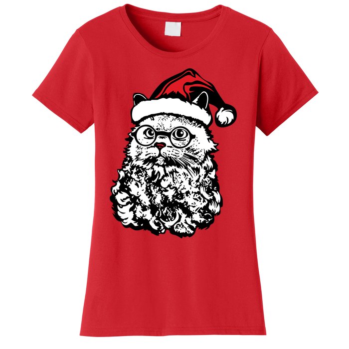 Cat Santa Claus Hat Christmas Women's T-Shirt