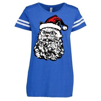 Cat Santa Claus Hat Christmas Enza Ladies Jersey Football T-Shirt