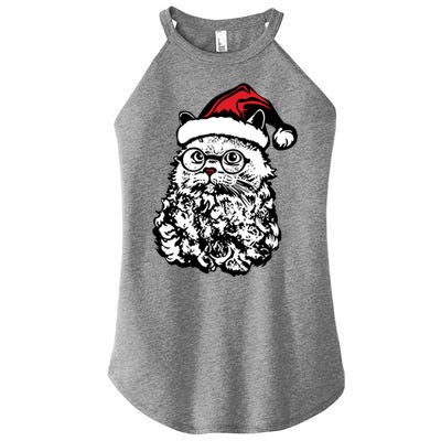 Cat Santa Claus Hat Christmas Women's Perfect Tri Rocker Tank