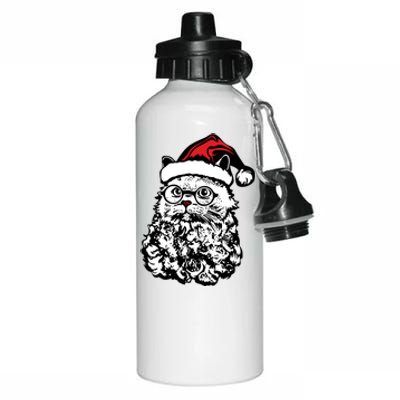 Cat Santa Claus Hat Christmas Aluminum Water Bottle