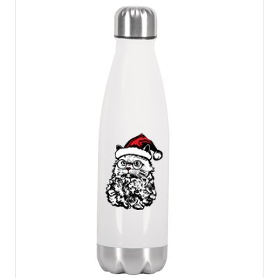 Cat Santa Claus Hat Christmas Stainless Steel Insulated Water Bottle