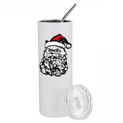 Cat Santa Claus Hat Christmas Stainless Steel Tumbler