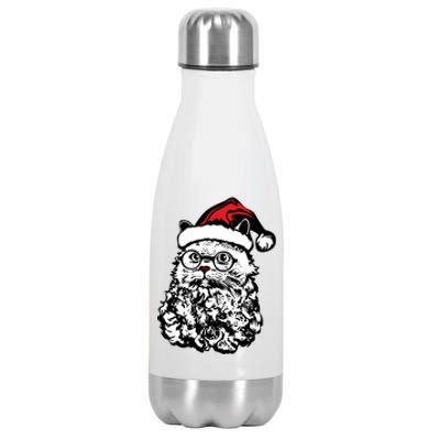 Cat Santa Claus Hat Christmas Stainless Steel Insulated Water Bottle