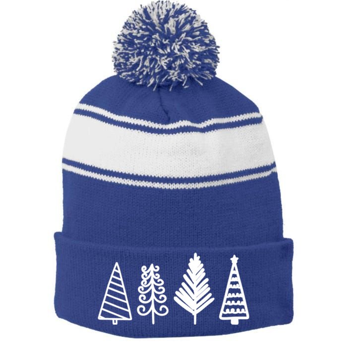 Cute Stick Christmas Tree Design Family Or Group Meaningful Gift Stripe Pom Pom Beanie