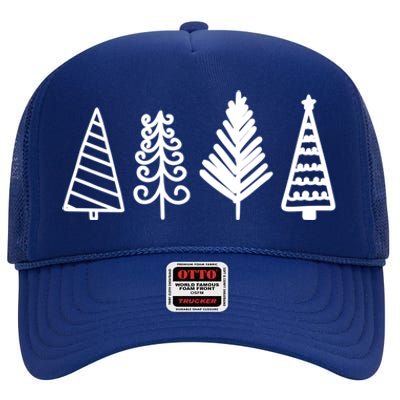 Cute Stick Christmas Tree Design Family Or Group Meaningful Gift High Crown Mesh Back Trucker Hat