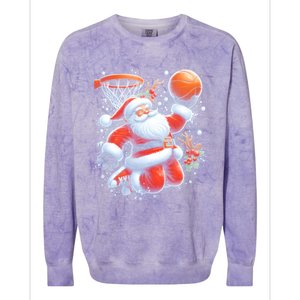 Christmas Santa Claus Basketball Funny Pajama Xmas Gift Colorblast Crewneck Sweatshirt