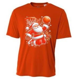 Christmas Santa Claus Basketball Funny Pajama Xmas Gift Cooling Performance Crew T-Shirt