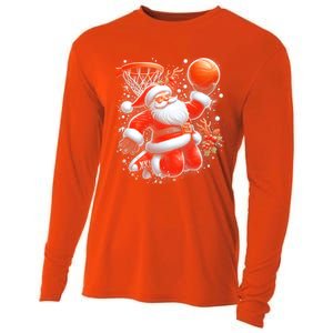 Christmas Santa Claus Basketball Funny Pajama Xmas Gift Cooling Performance Long Sleeve Crew