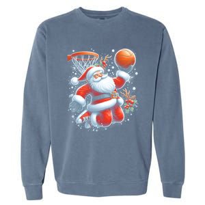 Christmas Santa Claus Basketball Funny Pajama Xmas Gift Garment-Dyed Sweatshirt