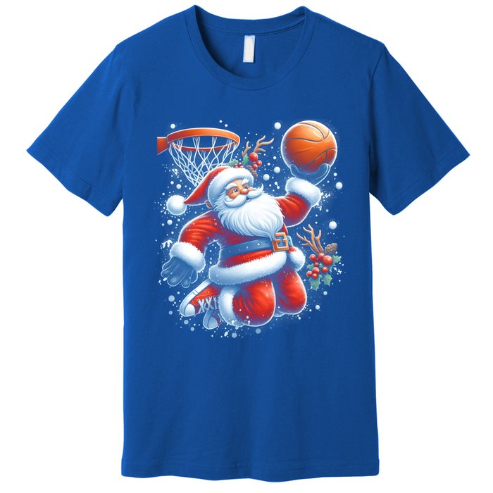 Christmas Santa Claus Basketball Funny Pajama Xmas Gift Premium T-Shirt