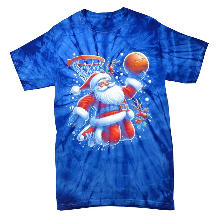 Christmas Santa Claus Basketball Funny Pajama Xmas Gift Tie-Dye T-Shirt