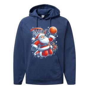 Christmas Santa Claus Basketball Funny Pajama Xmas Gift Performance Fleece Hoodie